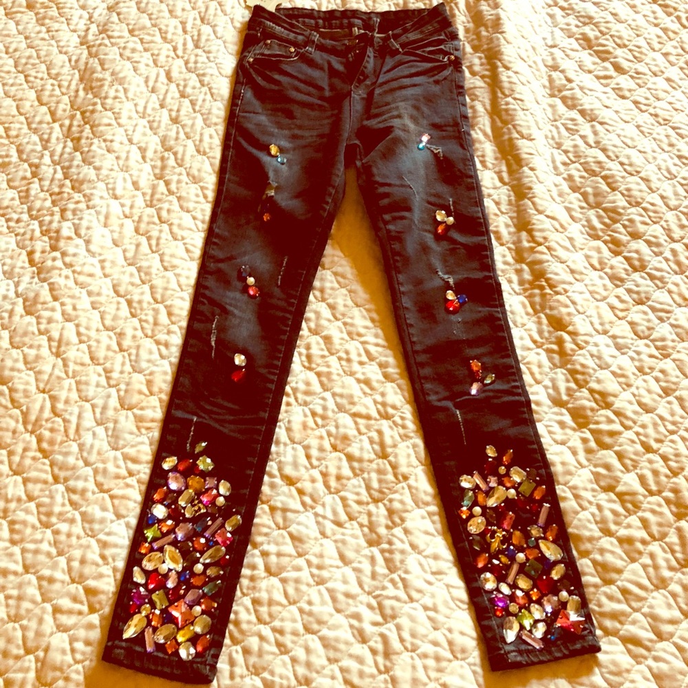 Black stretch Jeans with stones
